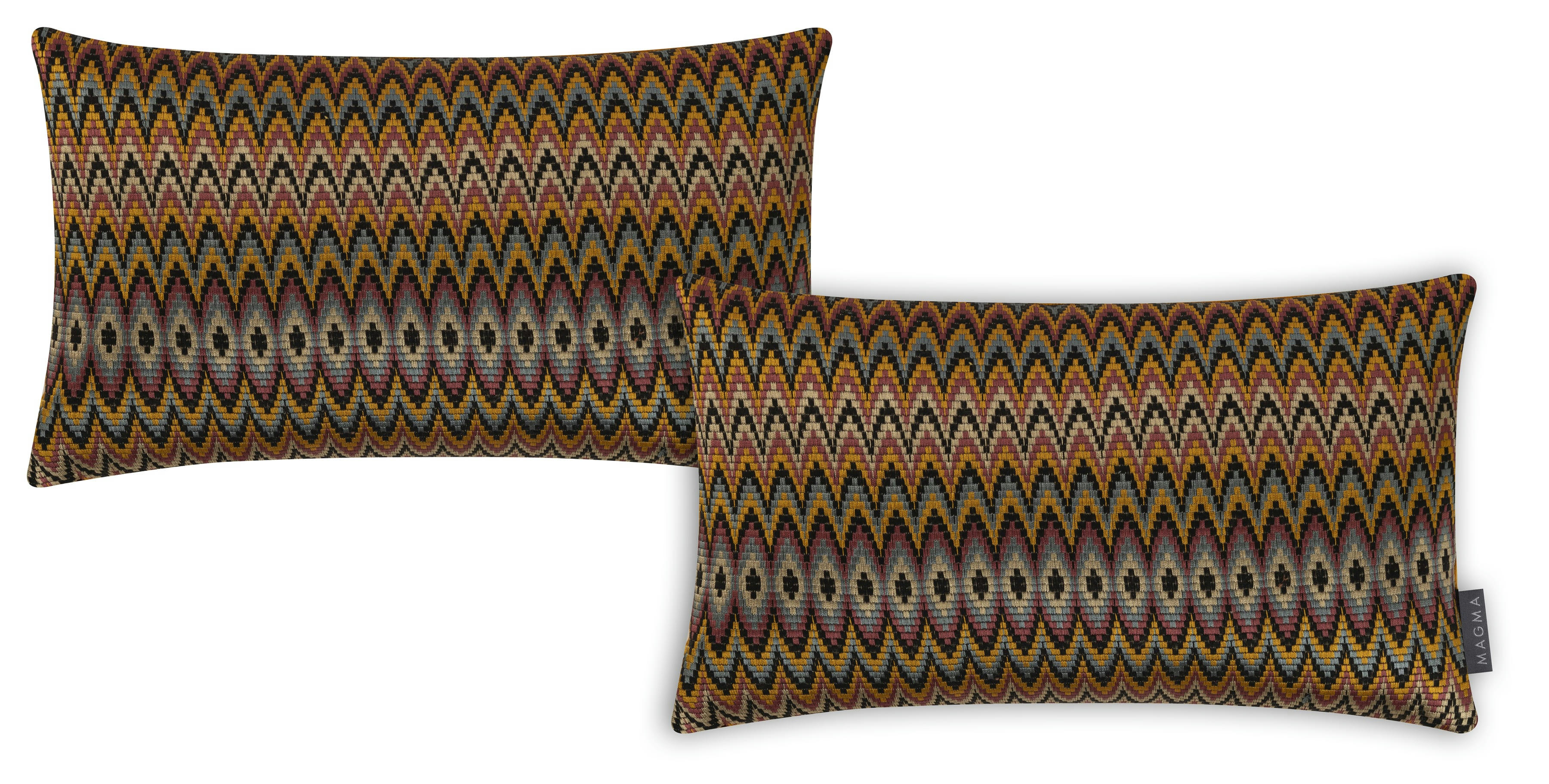ZIGGY - Housse de coussin viscose multicolore, passepoil-Lot de 2-30x50