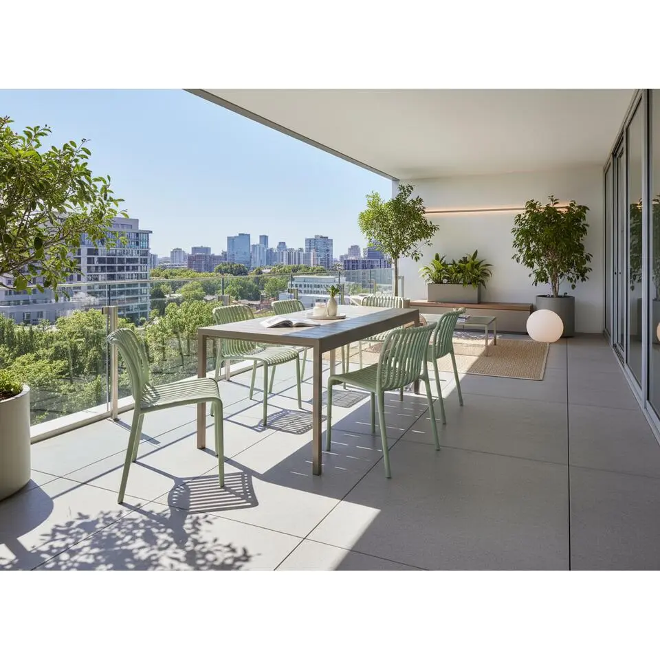 BARTICA - Tuintafel - Bruin - 154 x 84 cm - Synthetisch materiaal