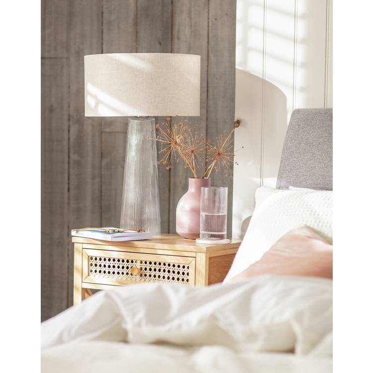 Habitat Le Marais XL Ribbed Glass Table Lamp Base Only-Clear