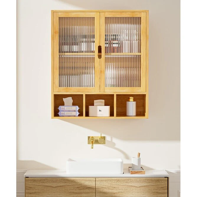 Bathroom Wall Cabinet with 2 Frosted Door