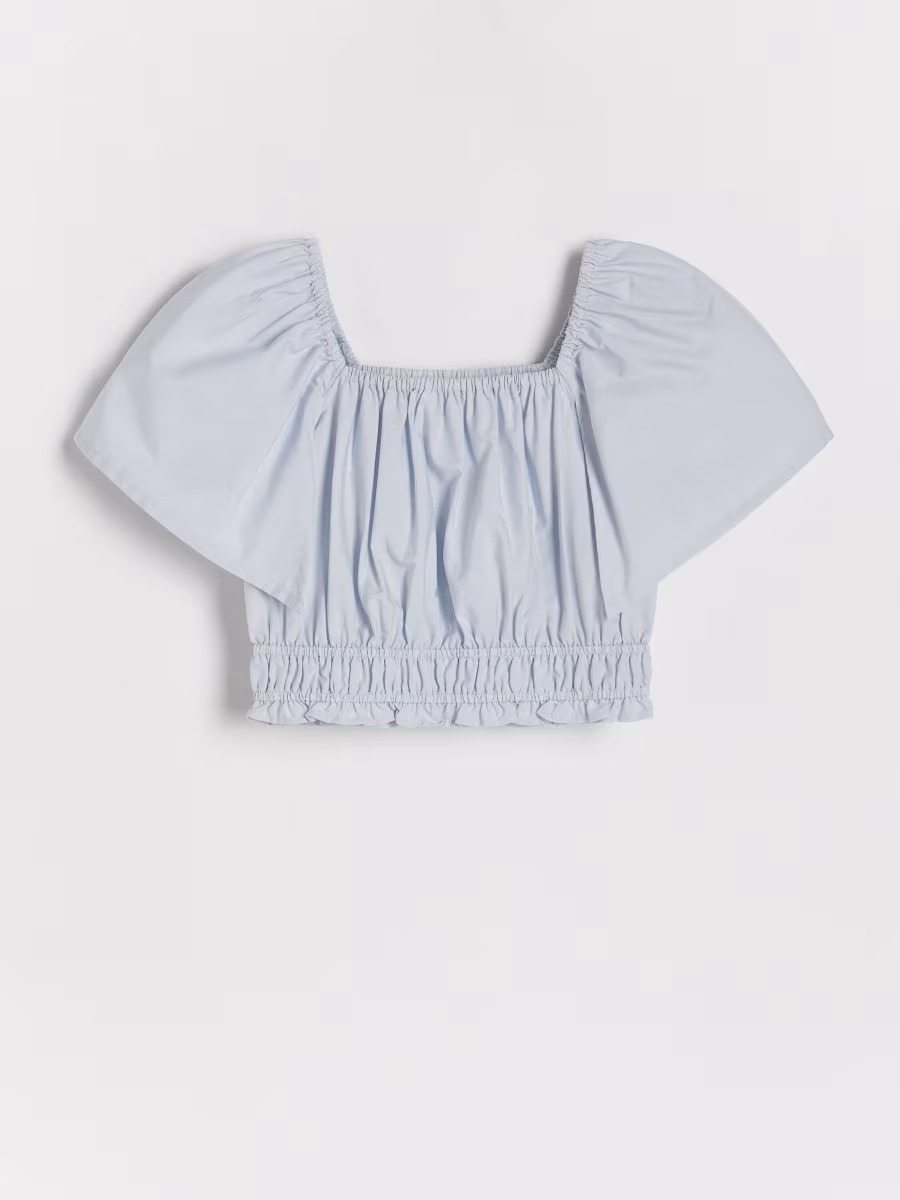 Plain Blouse With Puff Sleeves