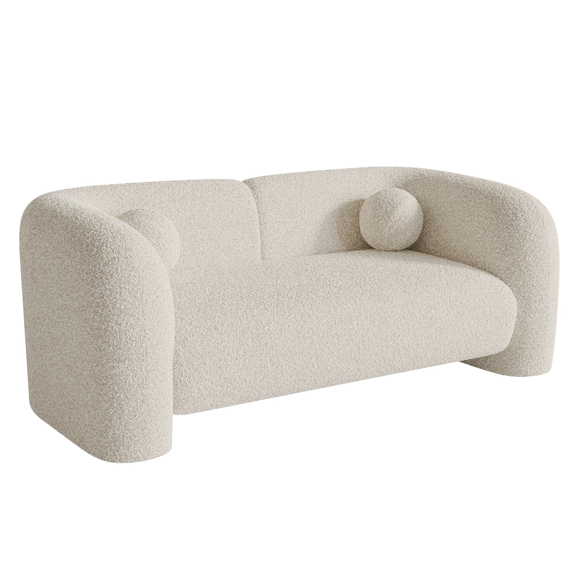 Rechte bank NOLA 2 personen Bouclette stof Crème