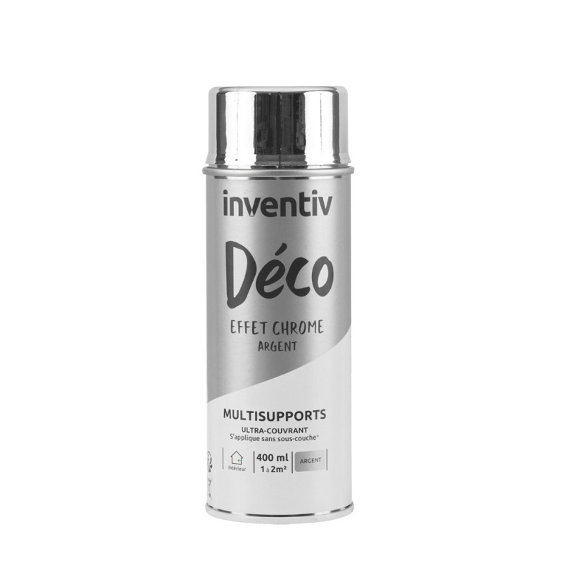 Peinture multisupports Déco effet chrome argent 0,4 L INVENTIV