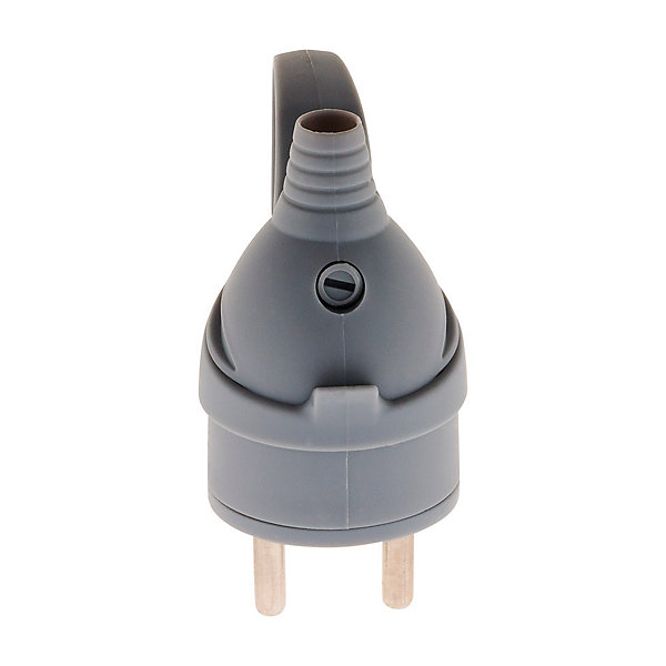 Fiche mâle anneau   ergot -16A 2P T - Gris - Zenitech