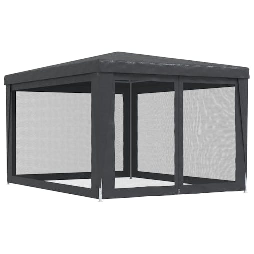 NNEVL Party Tent with 4 Mesh Sidewalls Anthracite 3x4 m HDPE