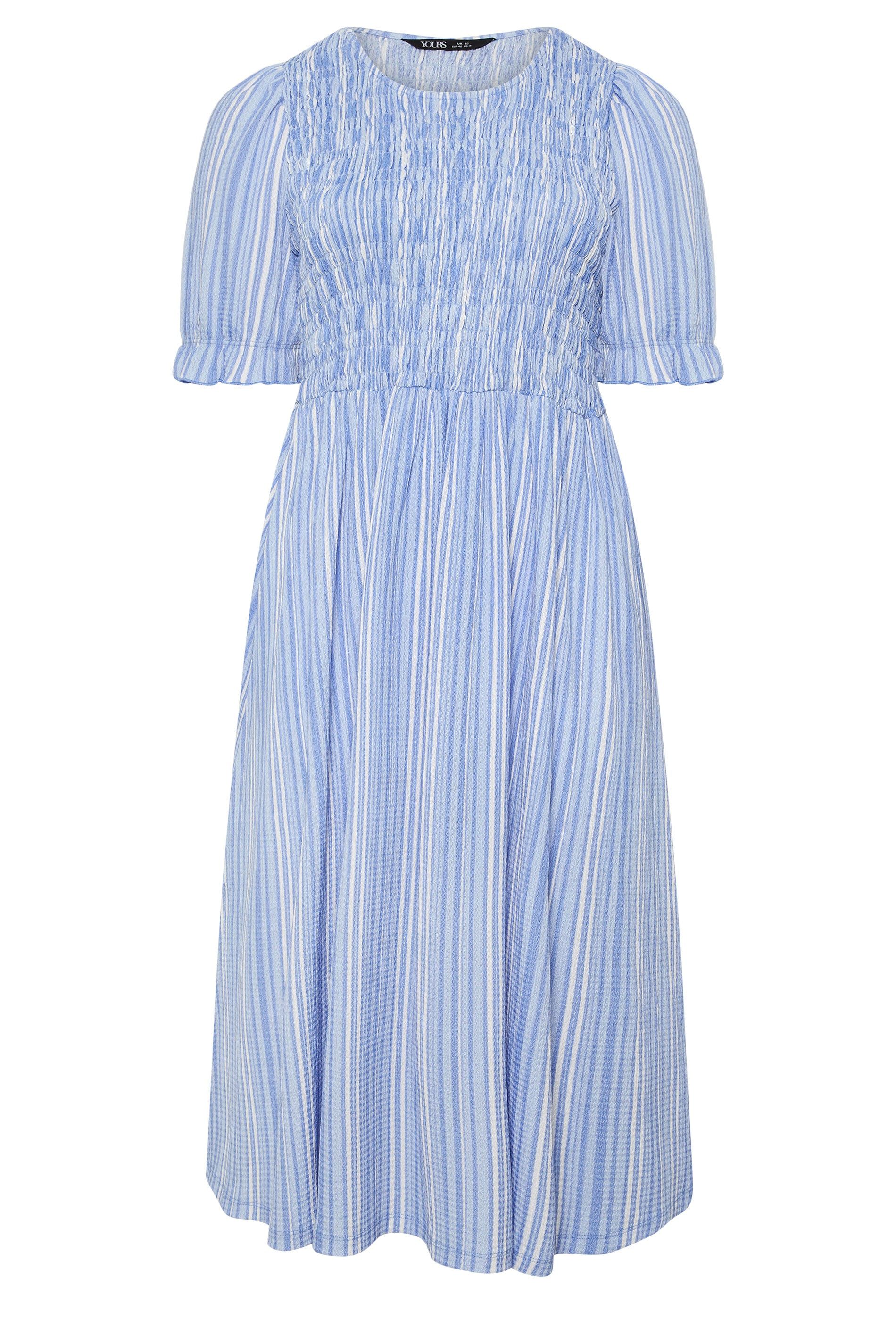 Yours Shirred Stripe Print Dress