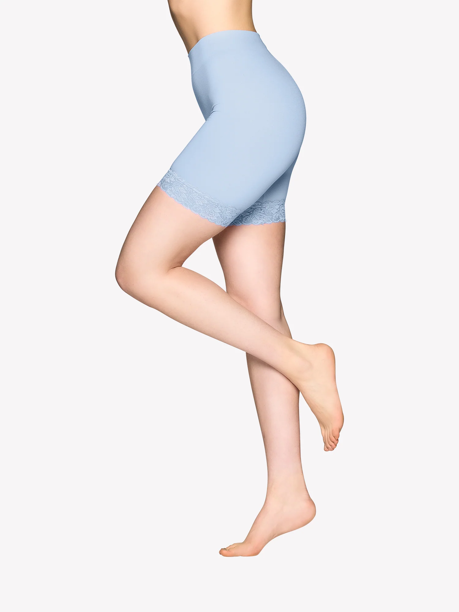SEAMLESS LACE SHORT leggingsit - vaaleansininen