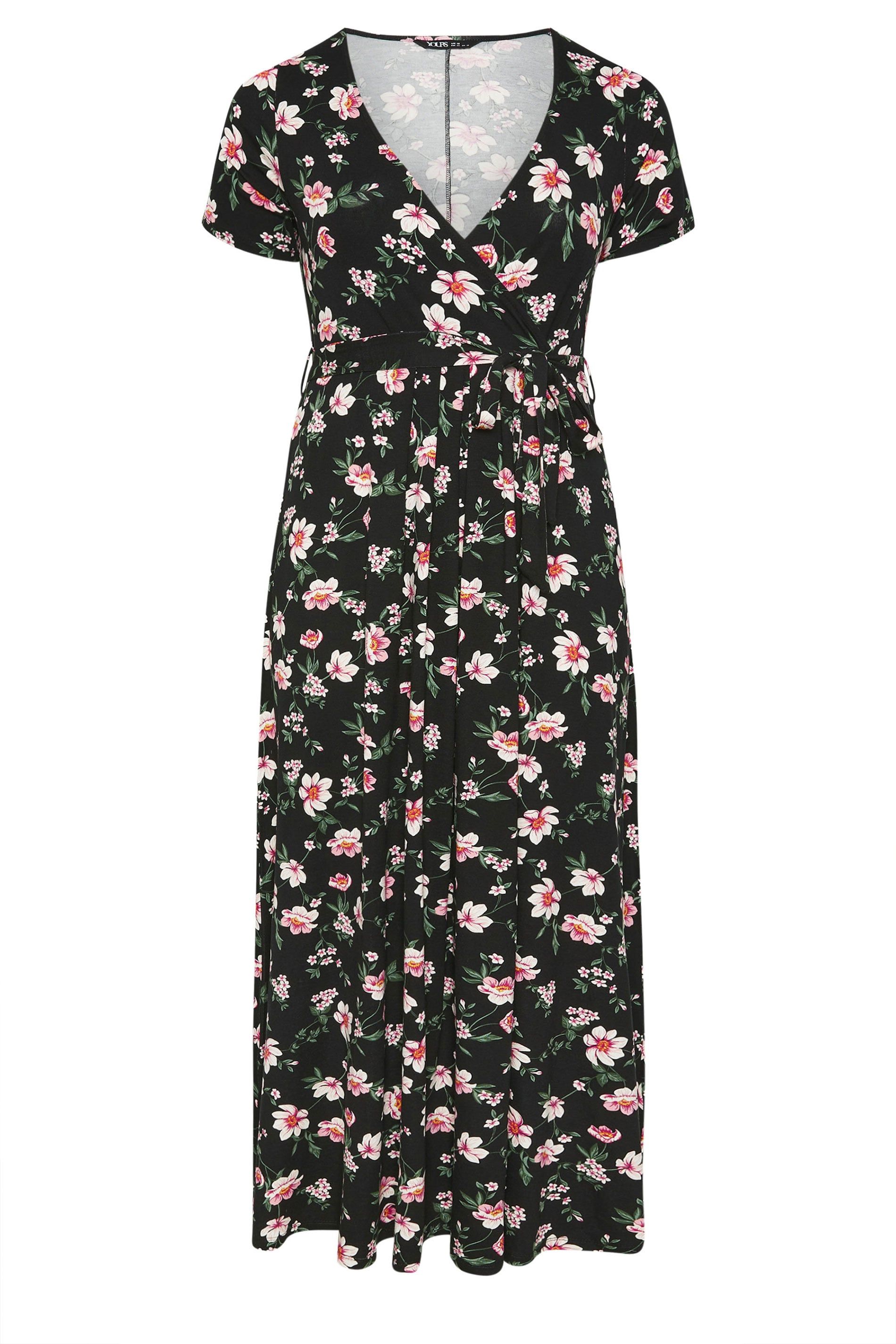 Yours Floral Wrap Front Dress