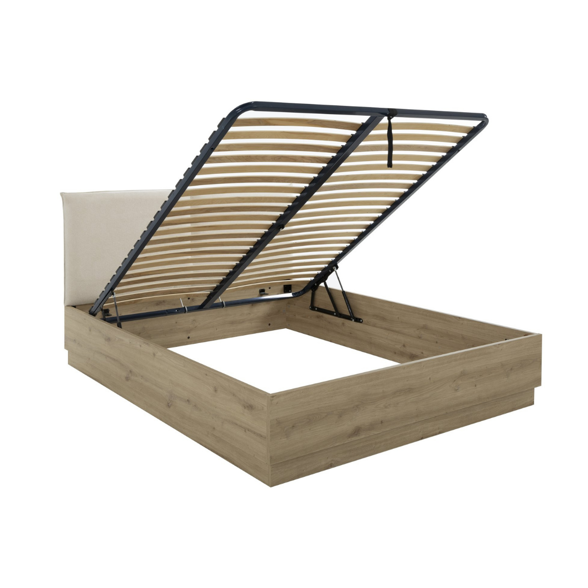 Calicosy - TIDY Opbergbed met hoofdbord - H101 cm - Licht hout