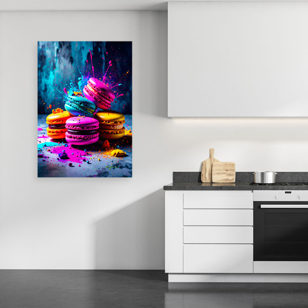 Obraz nowoczesny do kuchni jadalni, Kolorowe Makaroniki 20x30