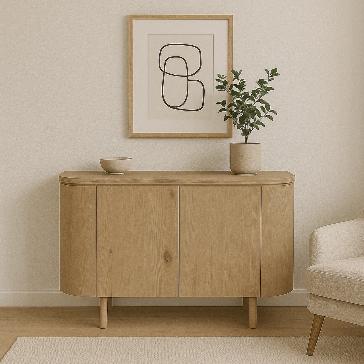 Livingfurn - Dressoir Naturel Eiken - 115x43x81cm - Tobago