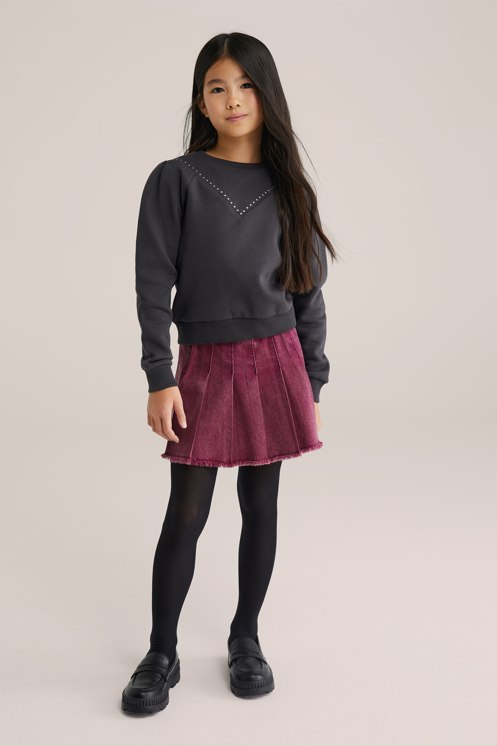 Meisjes geplooide rok van denim