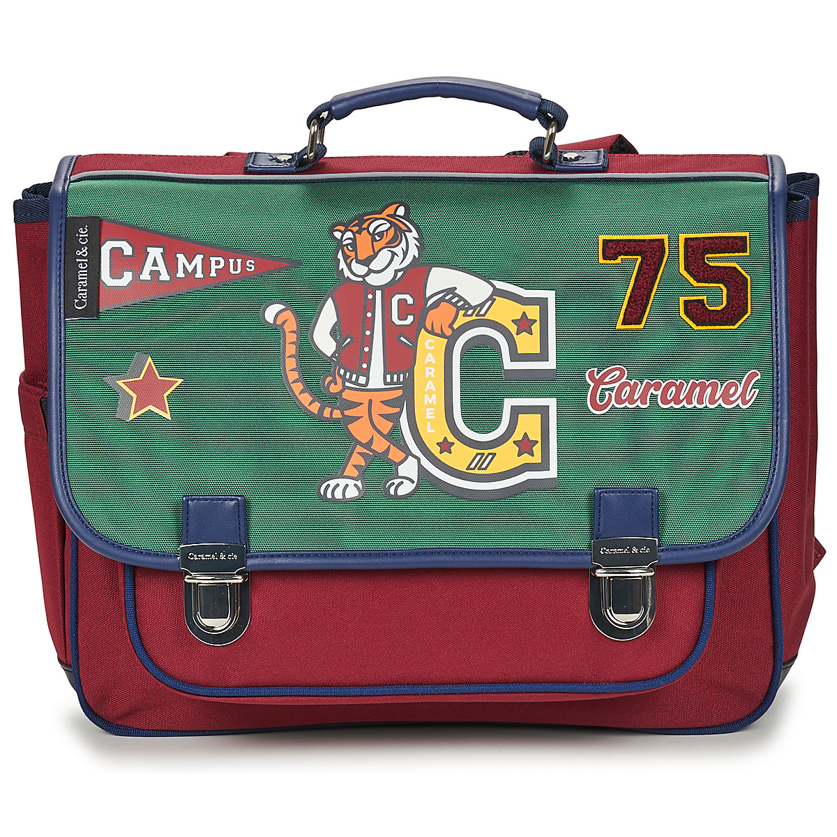 CARAMEL & CIE - CARTABLE 38 CM ACADEMY - Green / Bordeaux