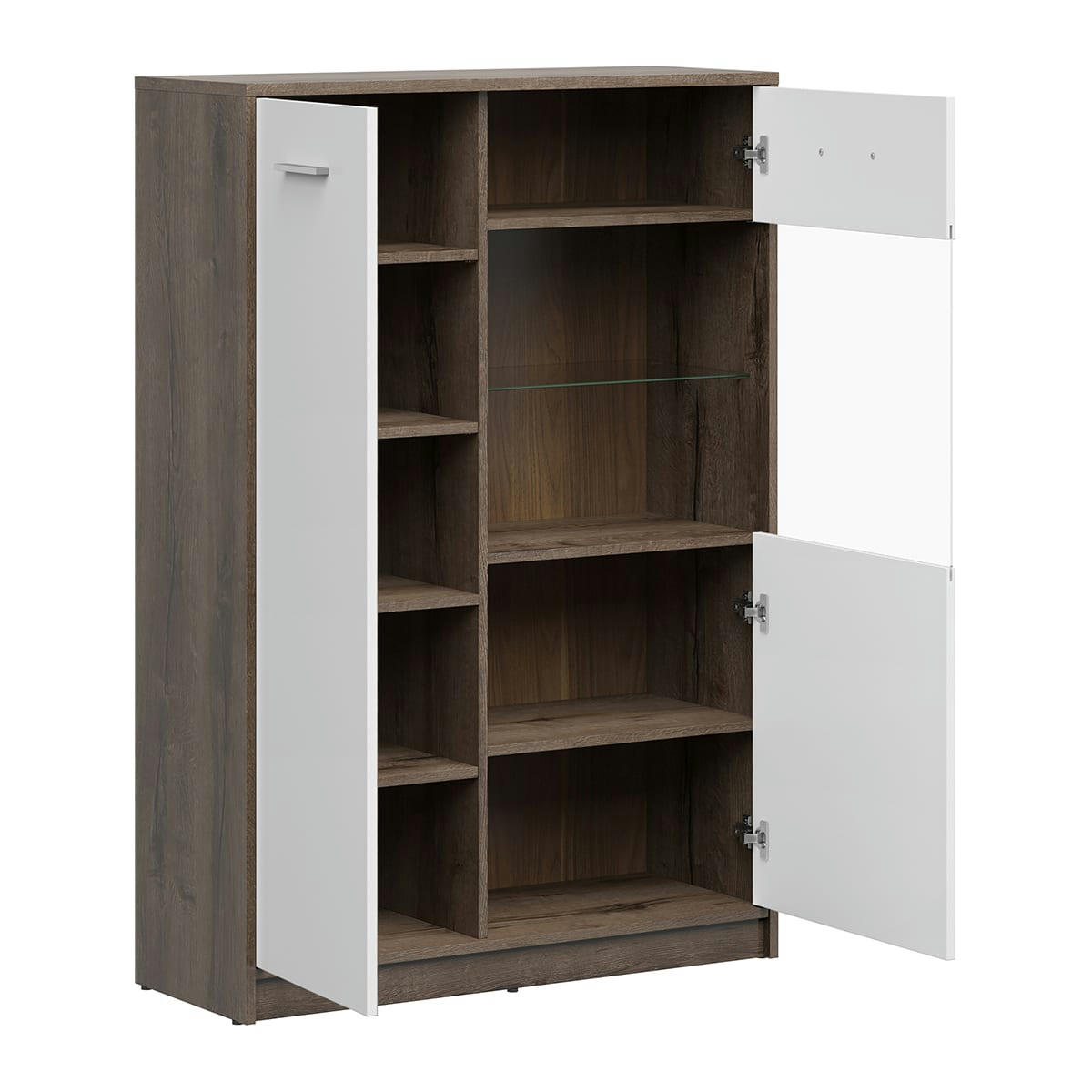 - Vaisselier 2 portes stratifiés naturel foncé et blanc