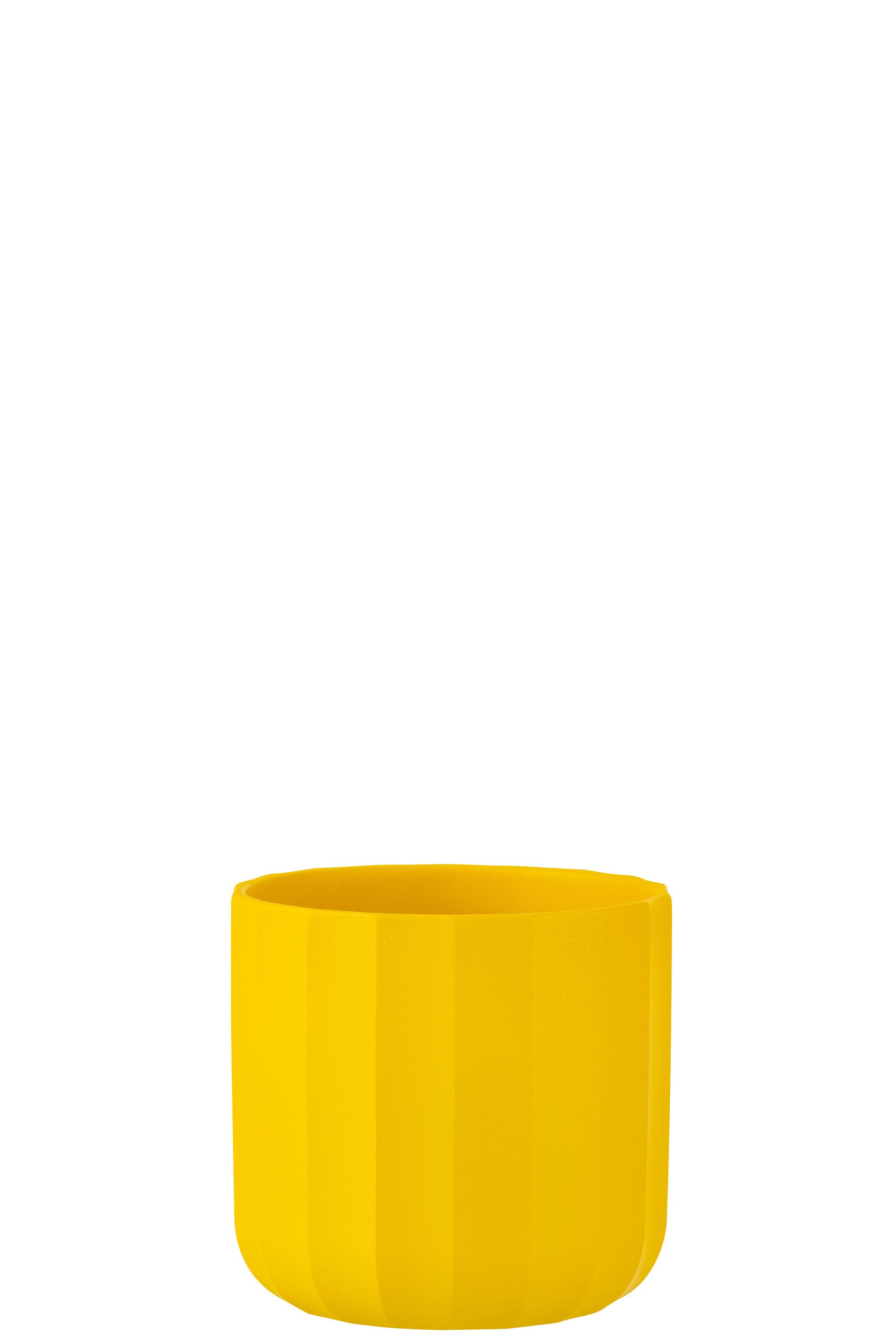 J-Line bloempot Summer - keramiek - geel - medium - 2 stuks