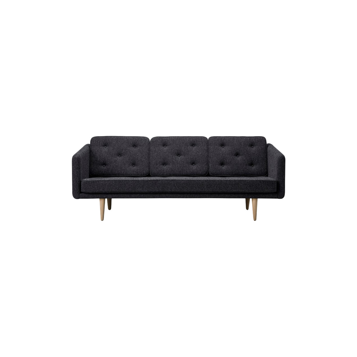 No. 1 2003 3 pers. sofa, mørkegr&aring;/s&aelig;bebehandlet eg