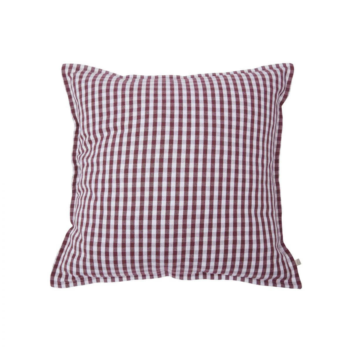 EQUILIBRE - Coussin en coton vichy rouge 50x50