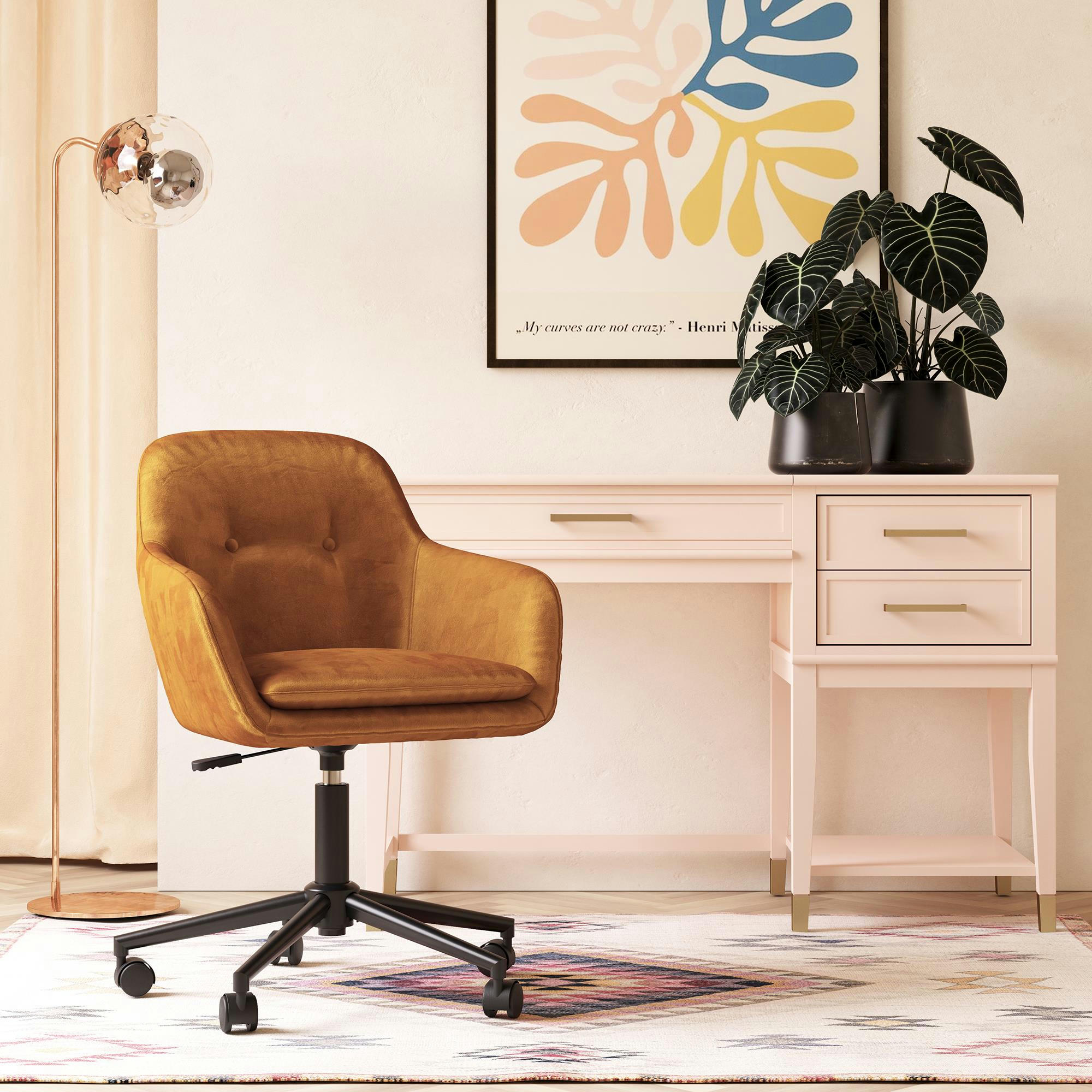 WESTERLEIGH - Chaise de bureau en velours rouille