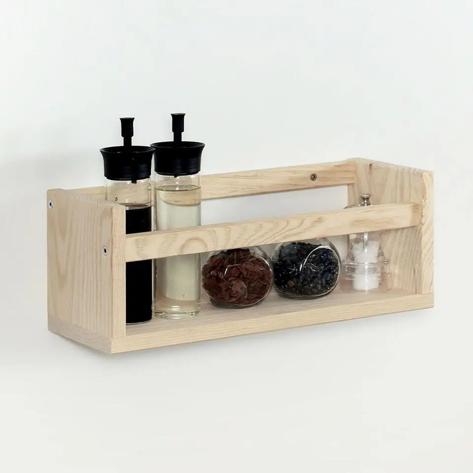 Wandplank van massief grenen - Licht hout - 15x40x15 cm