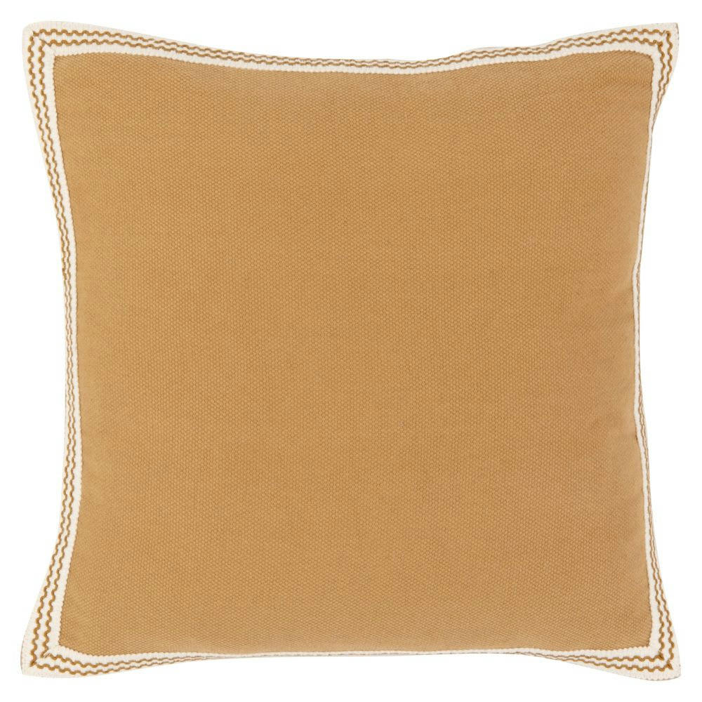 BASTET - Housse de coussin en coton beige sable avec galon 40x40