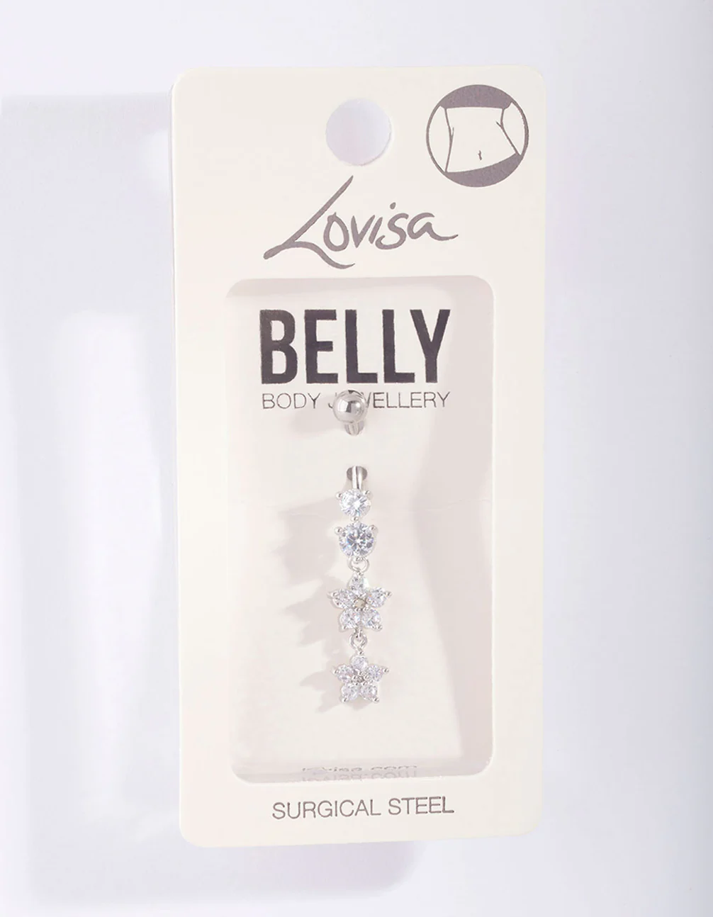 Surgical Steel Double Flower Drop Belly Bar