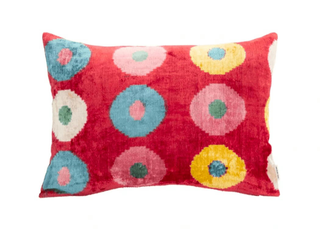 - Housse de coussin velours soie ikat  40x60 multicouleur