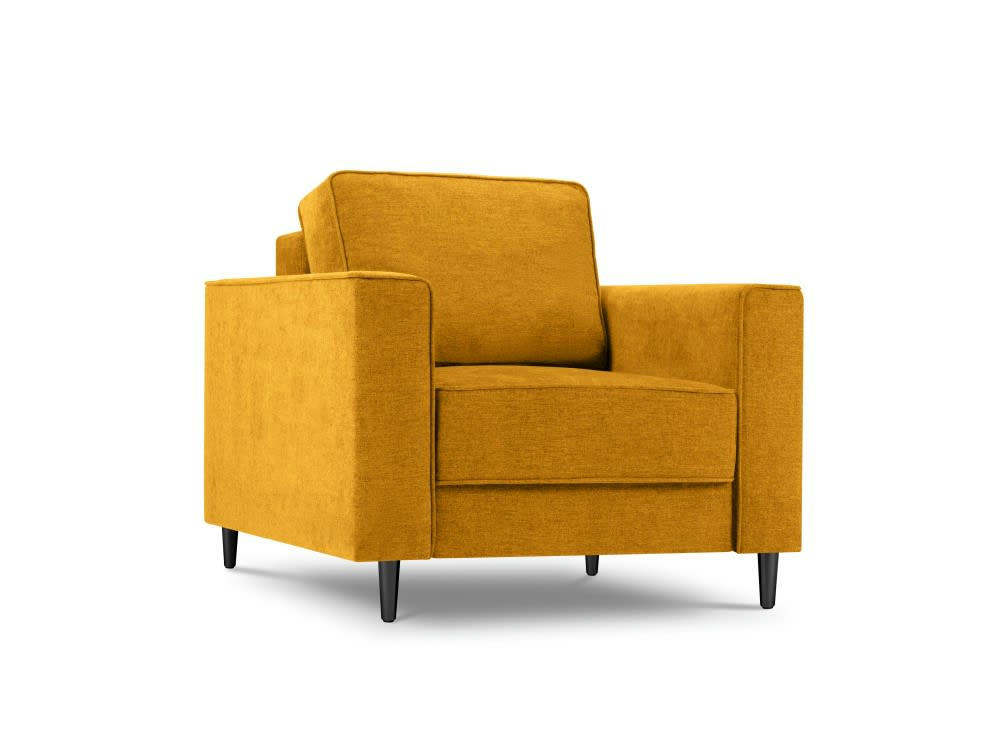 DUNAS - Fauteuil en tissu structuré jaune