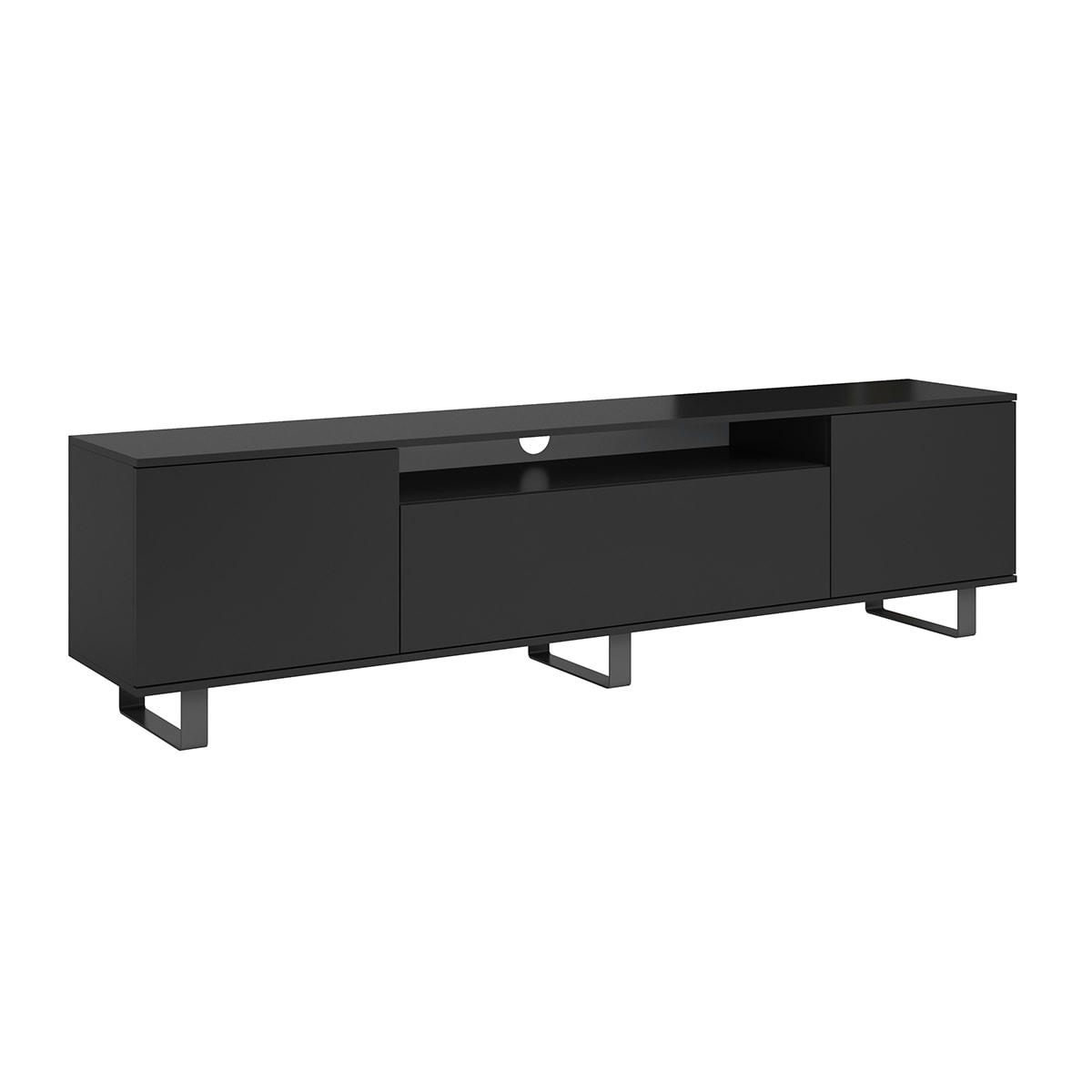 - Meuble TV 3 portes 200 cm stratifiés, métal naturel