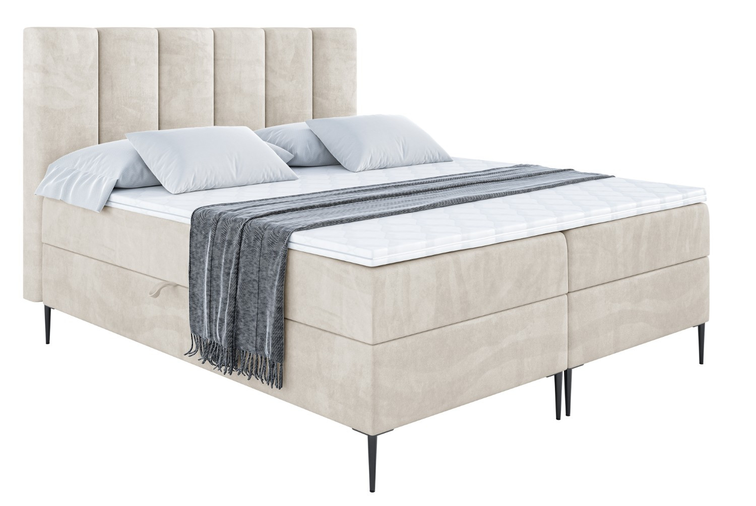 Łóżko kontynentalne z pojemnikiem, materacem i nóżkami BOXI1-FC 120x200 cm