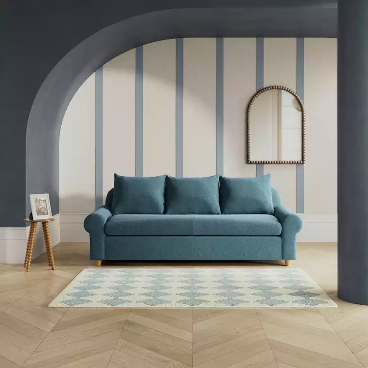 Habitat Whitby Fabric 4 Seater Sofa - Blue - Ash Leg