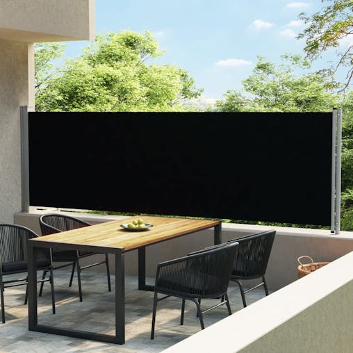 NNEVL Patio Retractable Side Awning 140x600 cm Black