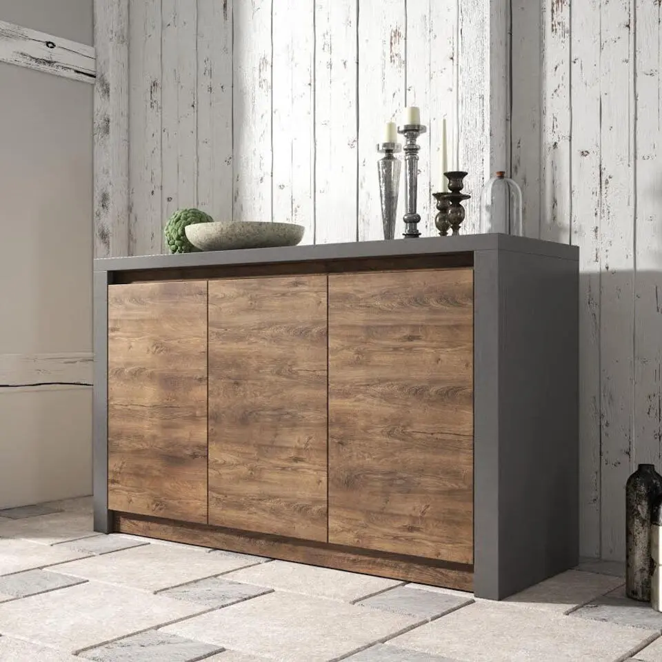 Meubella - Dressoir Monaco - Eiken - Grijs - 130 cm