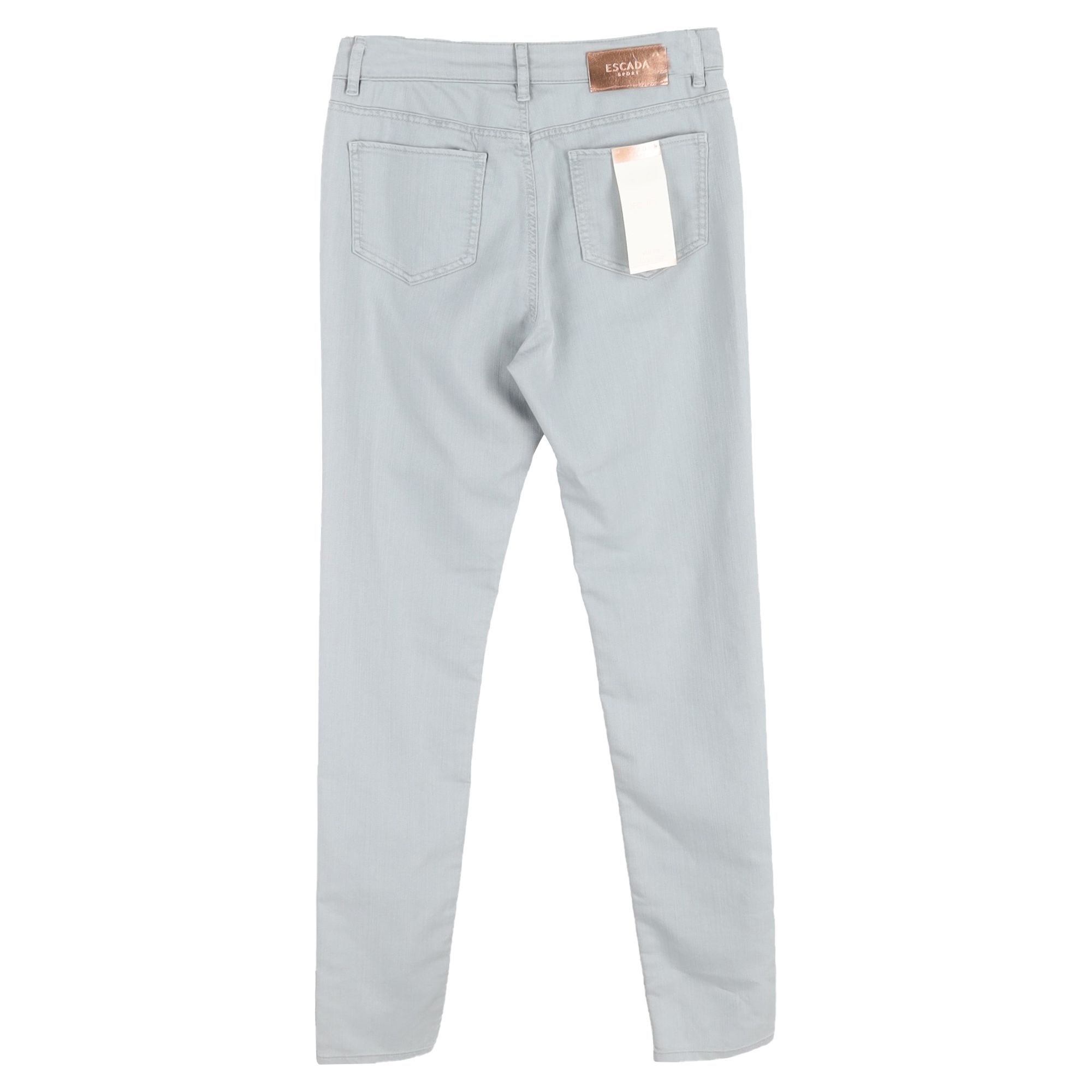 ESCADA Preloved Straight-Leg Jeans in Light Grey Cotton Denim