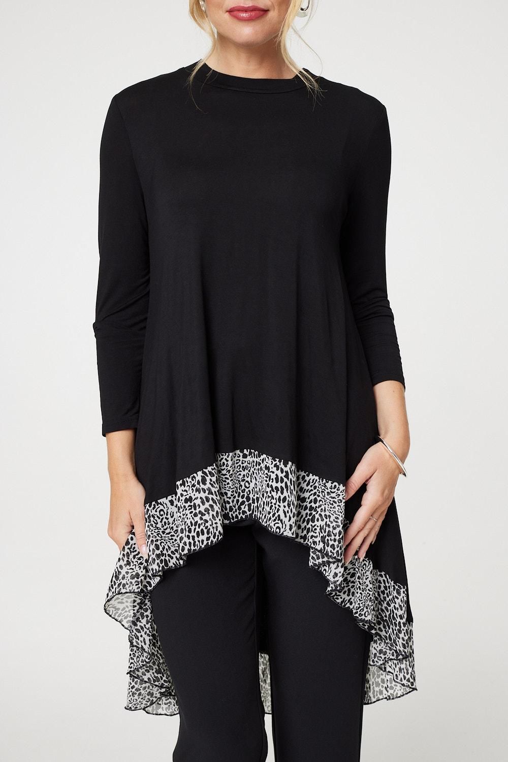 Izabel London Animal Print High Low Jersey Top