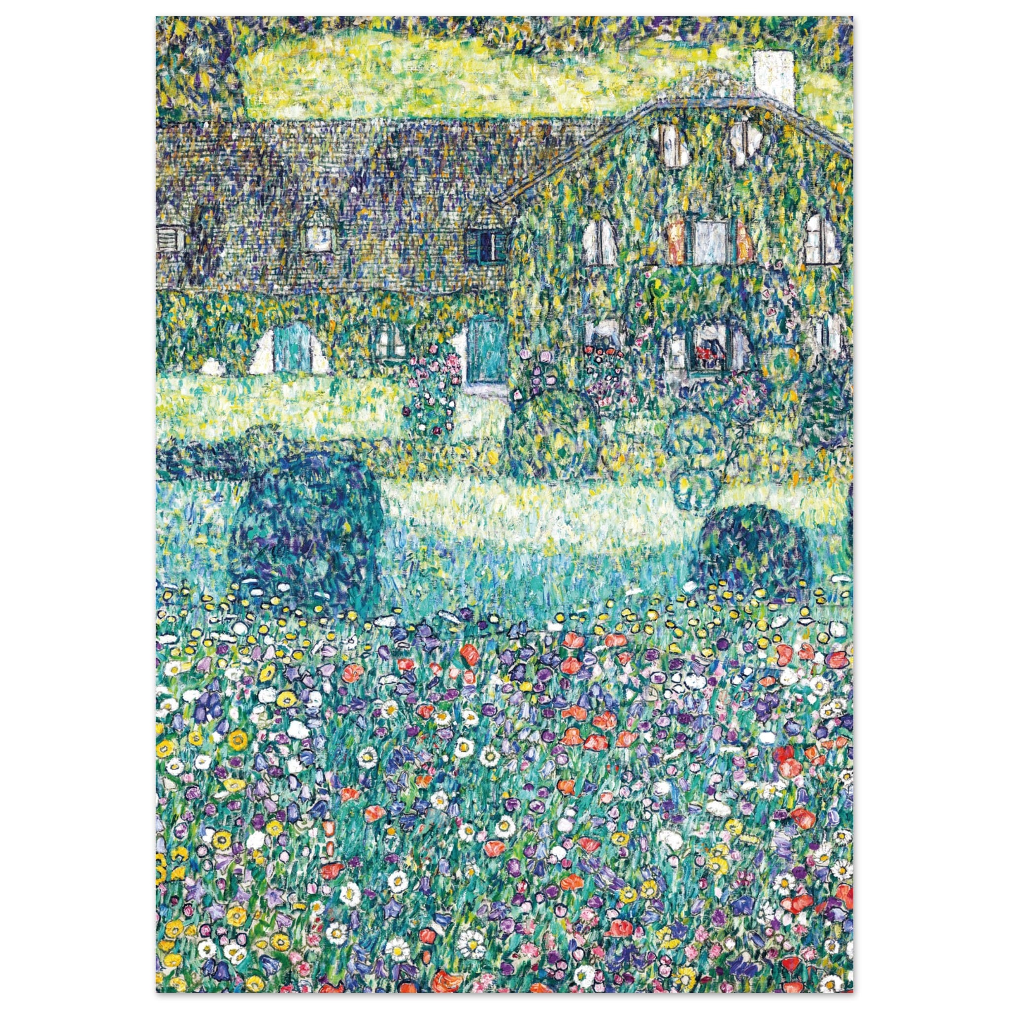 Artfulprints Poster Gustav Klimt - Country house by the Attersee  - 50x70 cm - Donkergroen