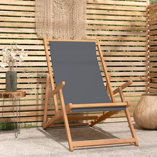 NNEVL Folding Beach Chair Solid Wood Teak Grey