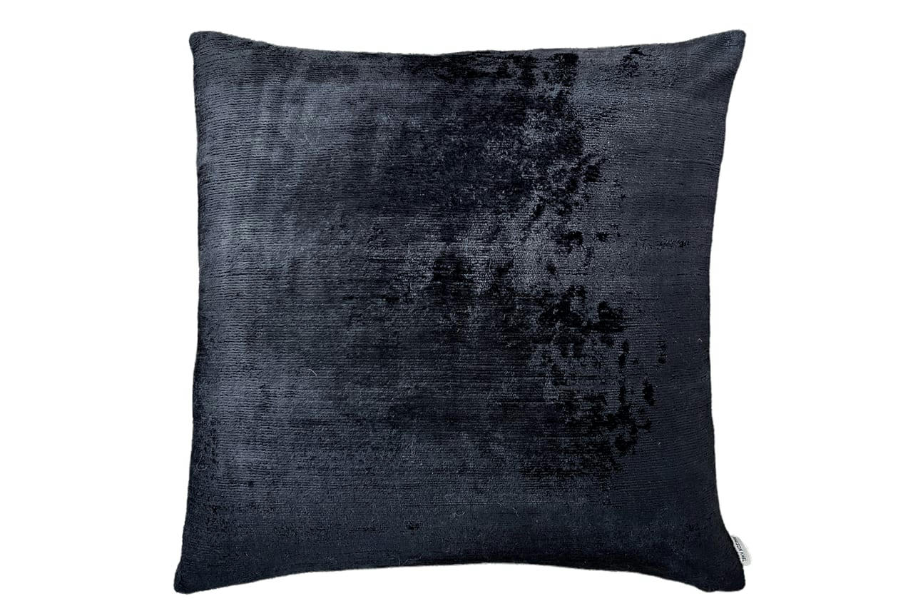 - Housse de coussin velours soie ikat  50x50 noir