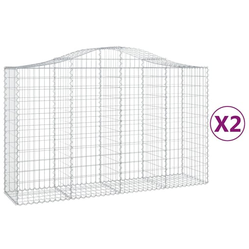 NNEVL Arched Gabion Baskets 2 pcs 200x50x120/140 cm Galvanised Iron