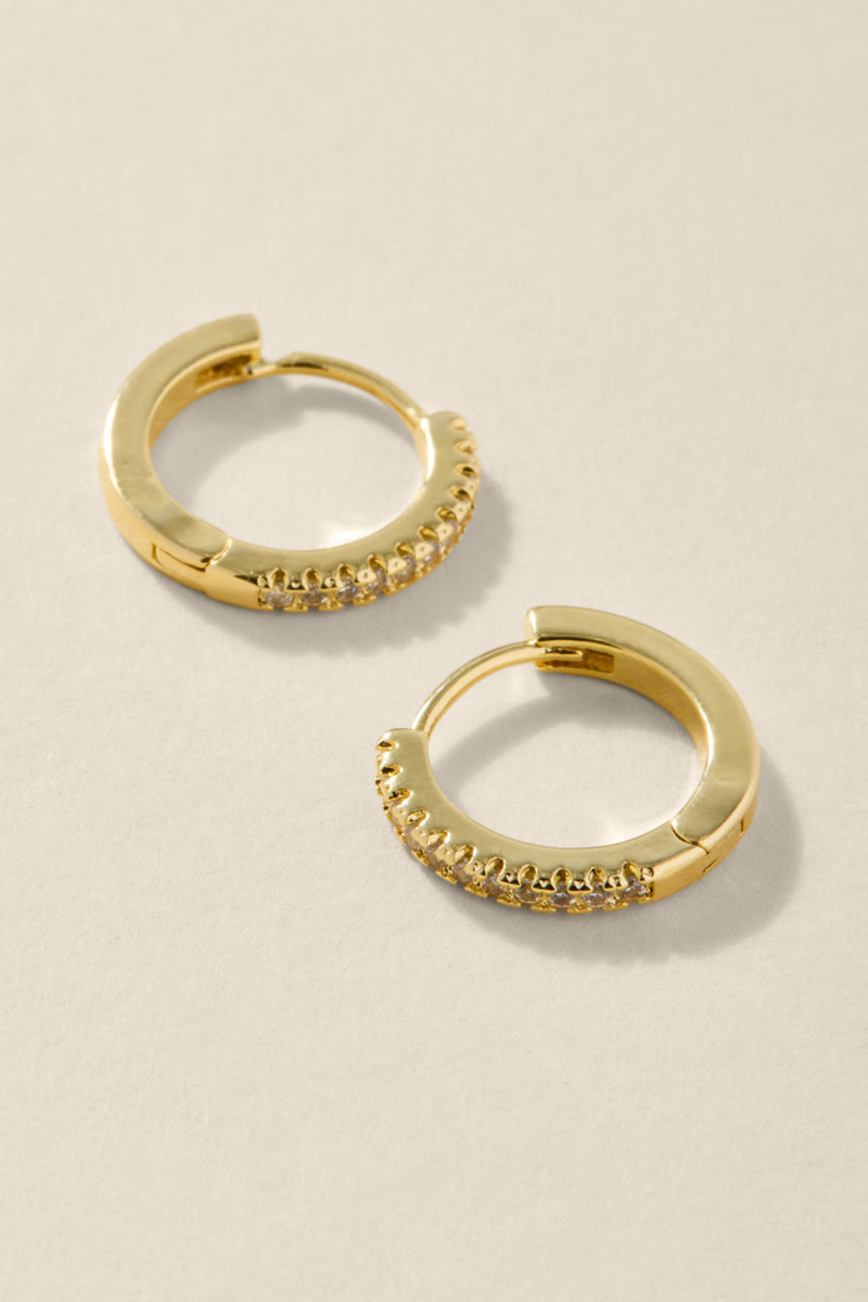 Liza Gold Pave Hoop Earrings