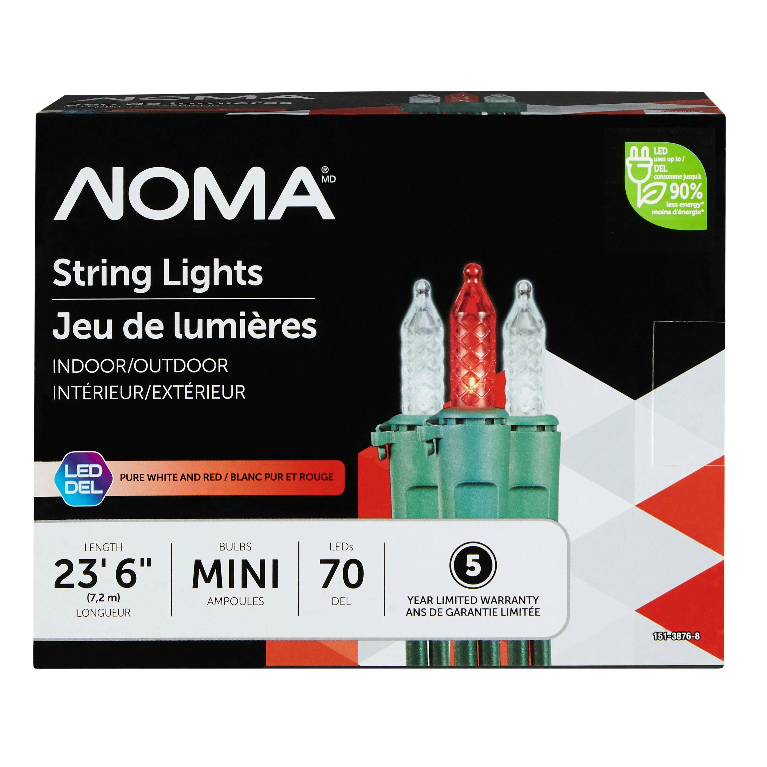 NOMA Outdoor 70 Mini LED Lights, Red/Pure White