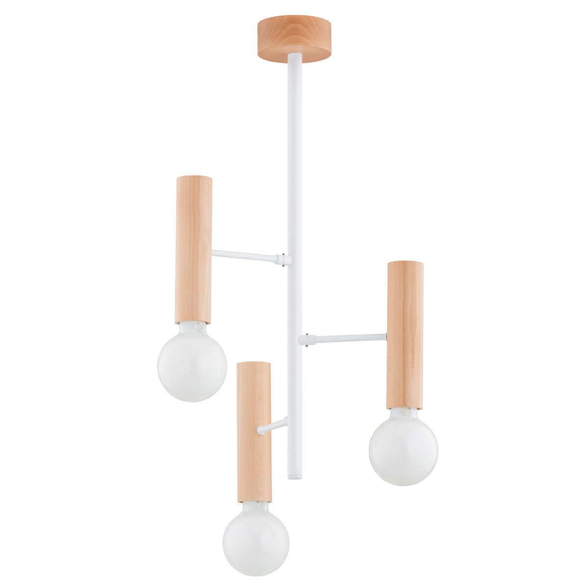 Lampa wisząca jasne drewno-biała FLARA 3xE27x15W wym: 67x37x37 cm Alfa