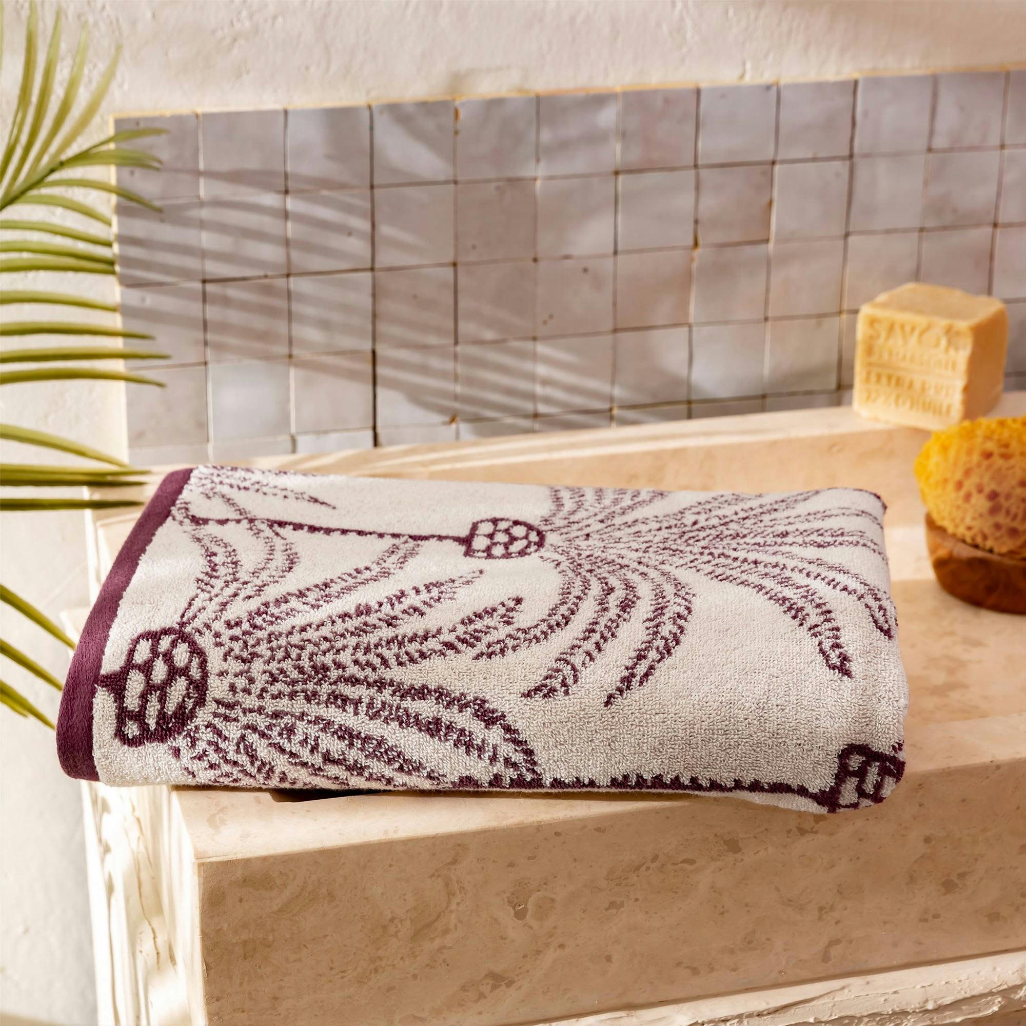 PALMARIX - Drap de bain 70x140 violet aubergine en coton 480 g/m²