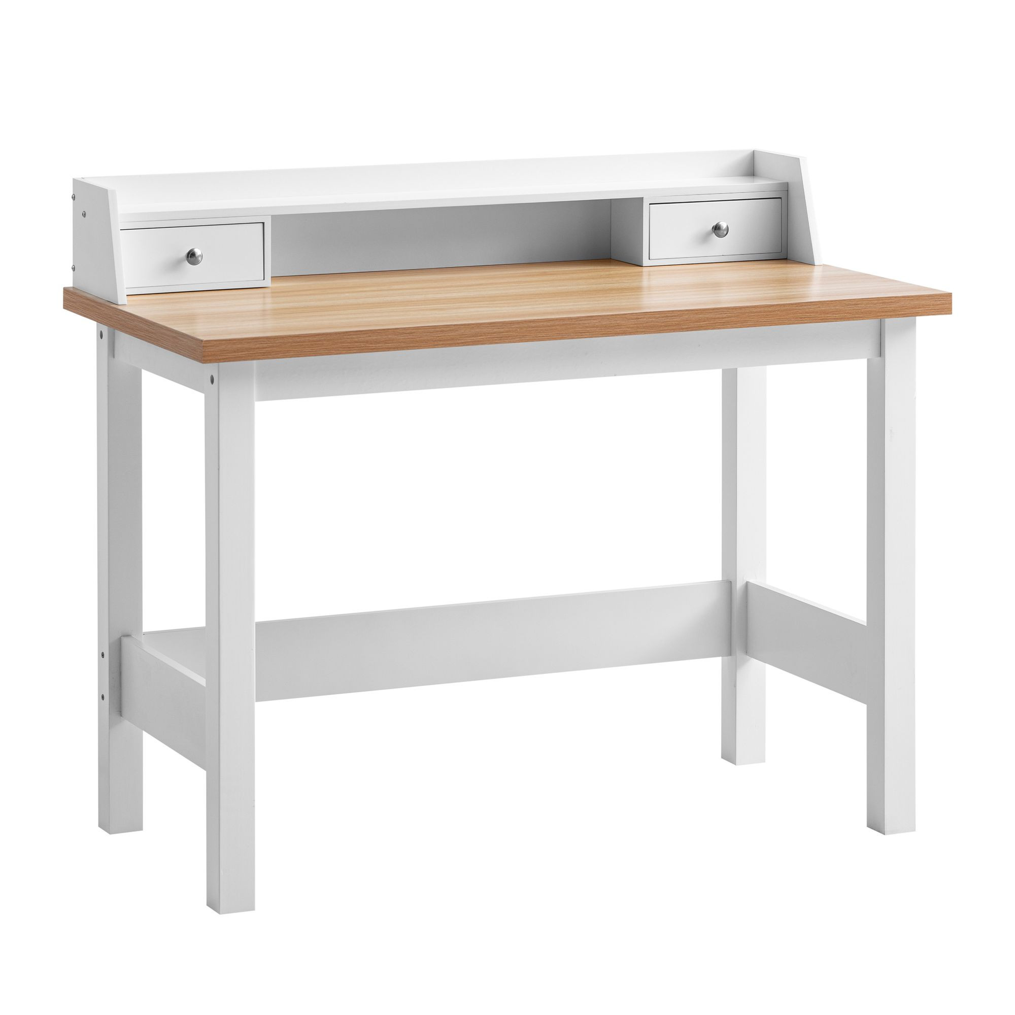 Biurko 106 cm Białe Biurko z Szufladą do Home Office Komputerowe