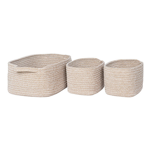 Ensemble de 3 Paniers Teixo en Coton Beige - Organisation élégante et Pratique