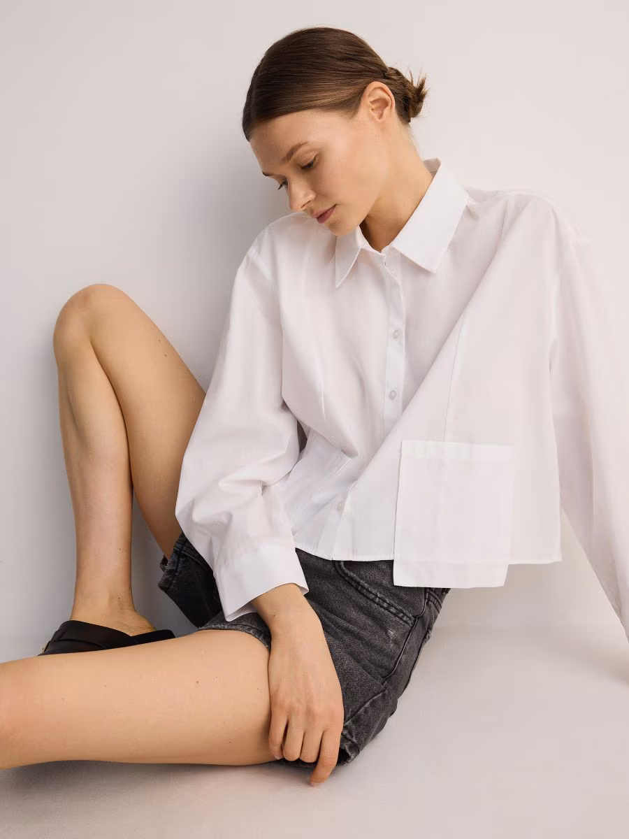 Denim Shorts With Wash Effect