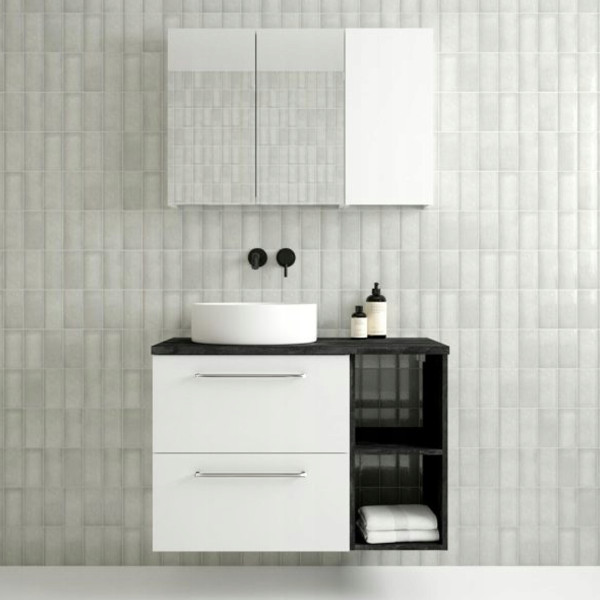 Szafka pod Umywalkę do Łazienki 59 x 50x45cm Biała Połysk Wisząca SoftClose