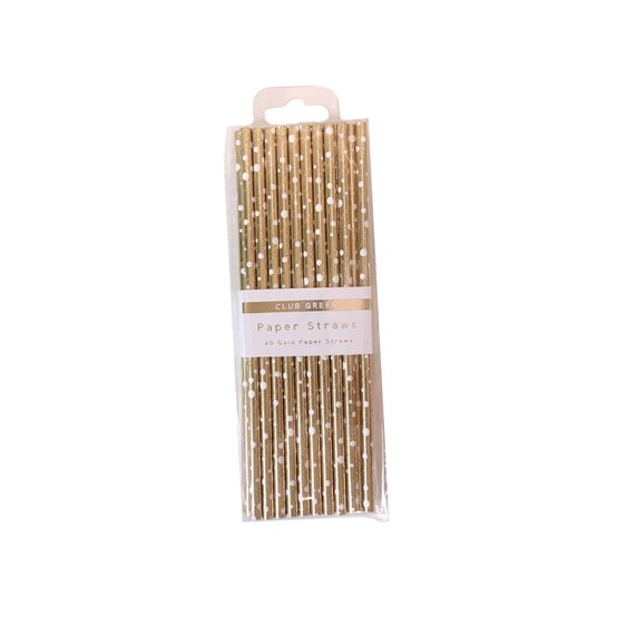 Gold Dot Paper Straws 20 Pack