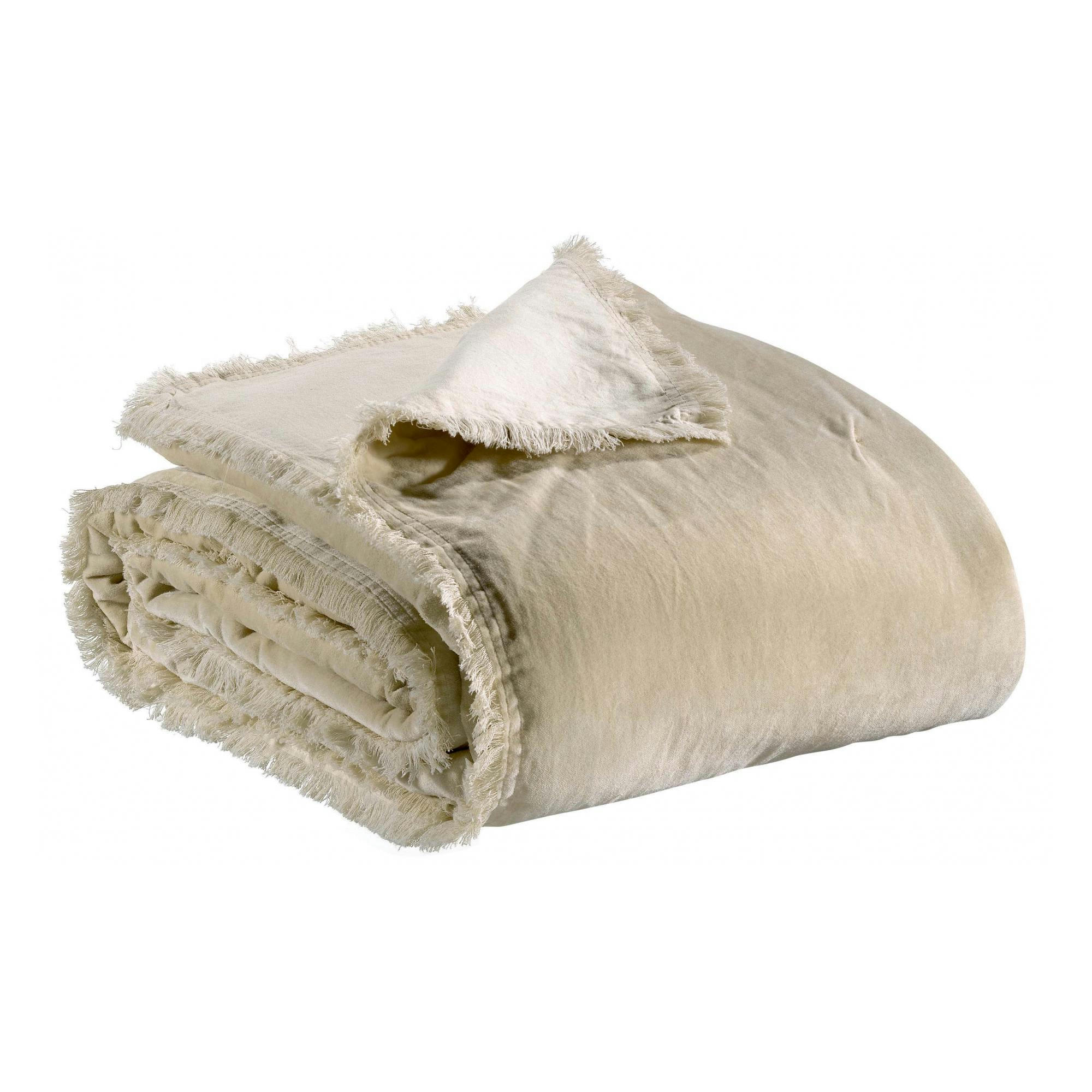 FARA - Jeté uni  en coton lin 260 x 260