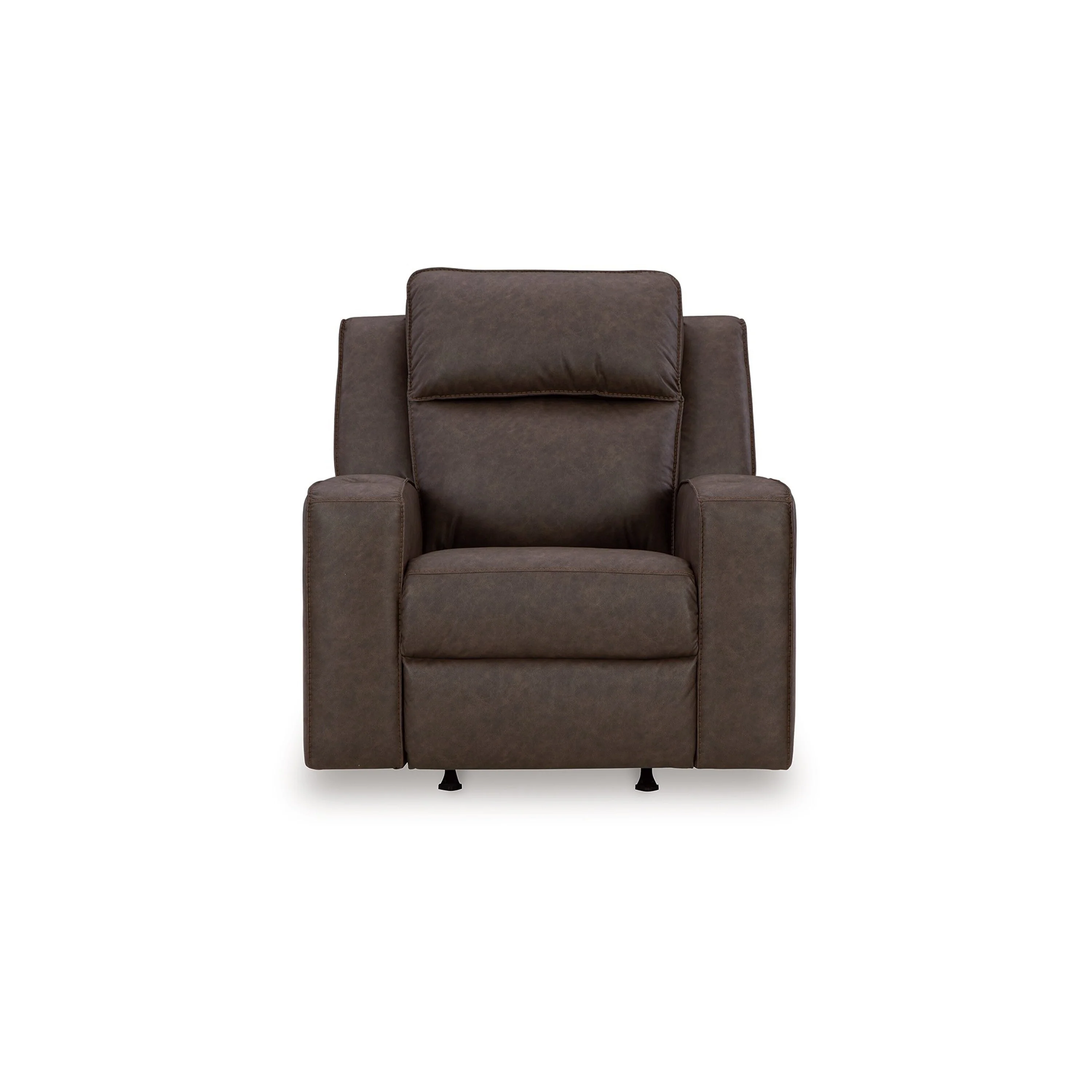 Livie Manual Rocker Recliner Chair, Dark Brown Gray Faux Leather