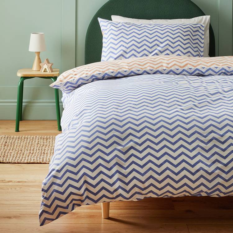 Habitat Zig Zag Blue Kids Bedding Set - Toddler